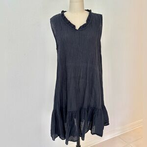 JP And Mattie Marceline Dress NWT Black Cotton Ruffles Pleating L